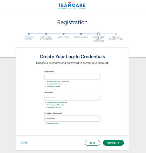 Create log-in credentials
