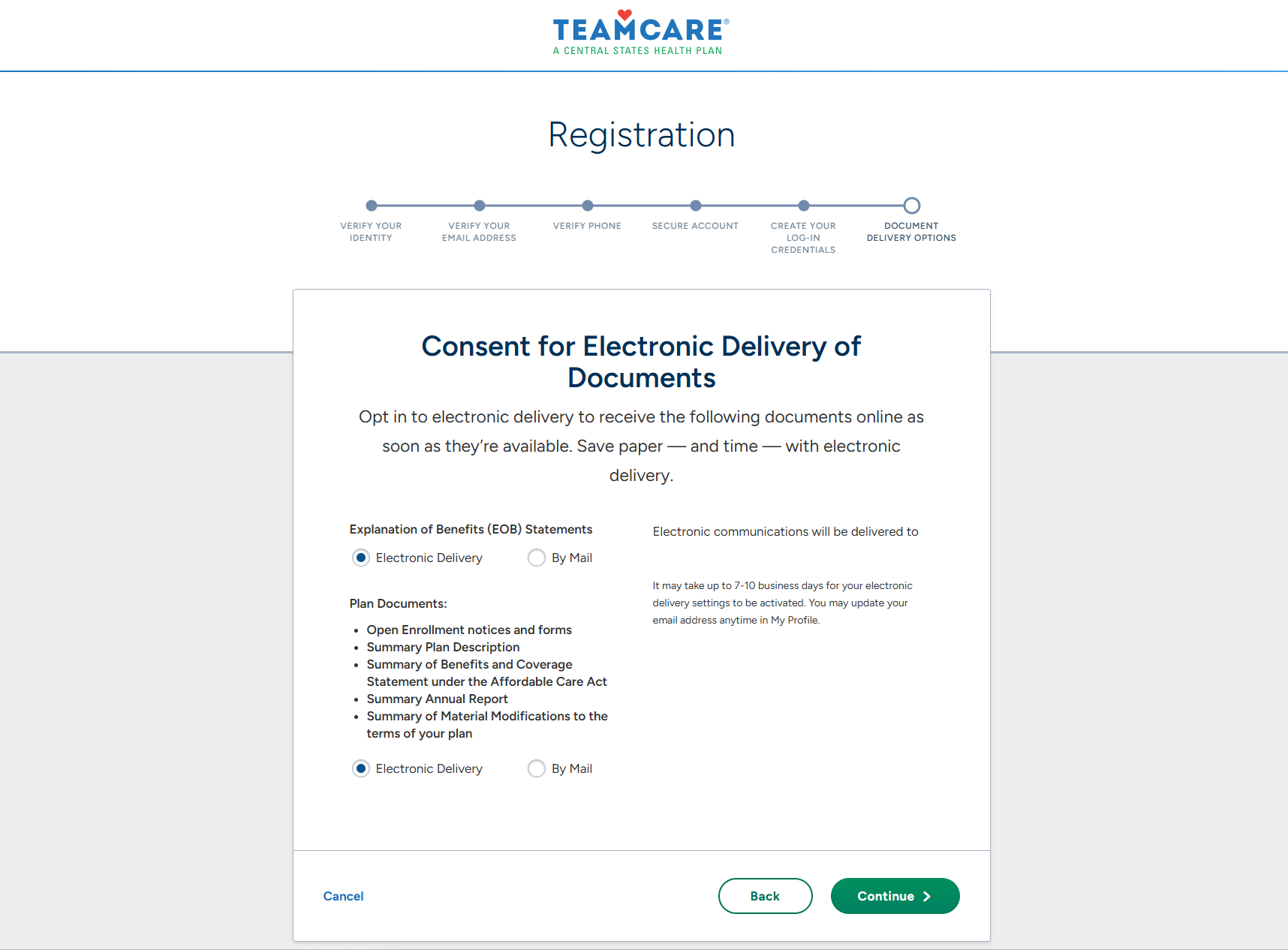 Consent to document delivery