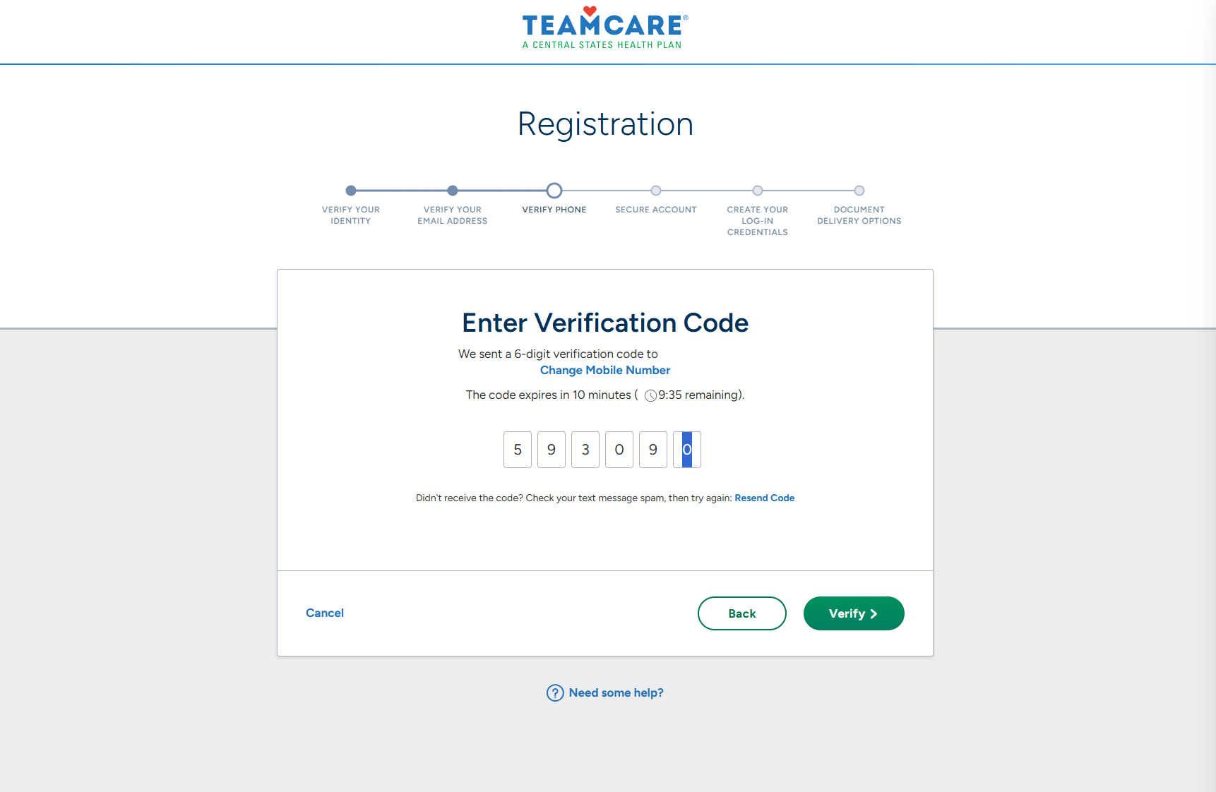 Enter verification code