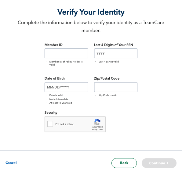 member registration step: verify your identity