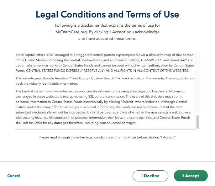 member registration step: legal terms