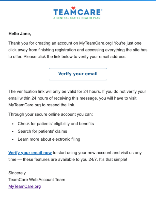 member registration step: verification email