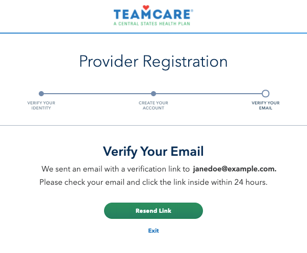 member registration step: verify email address