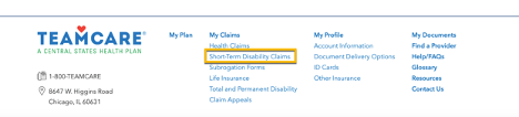 Short-Term Disability Claims link in footer.