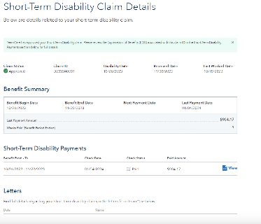 Short-Term Disability Claims Details page.