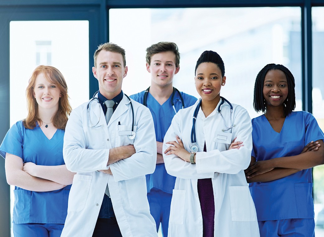 Medical staff standing in stock photo