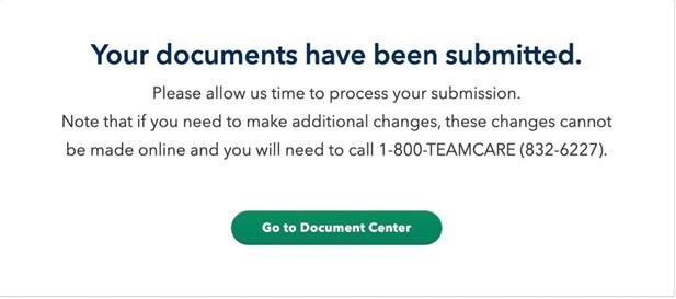 Upload document submission page. 