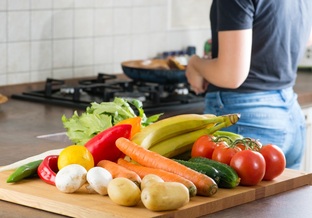fresh vegetables for cooking in the kitchen, Shallow depth of field