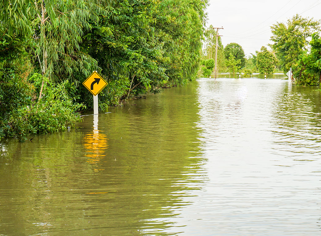 Shot of street flooding in Texas