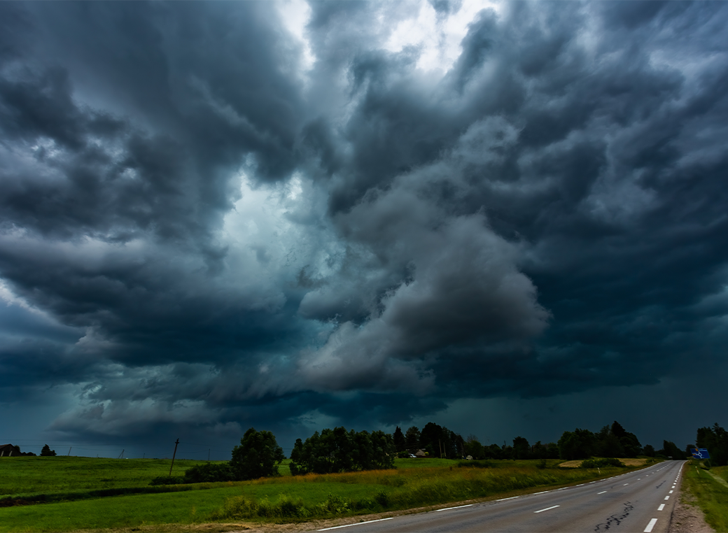 Stormy weather with intense rain, summer storm