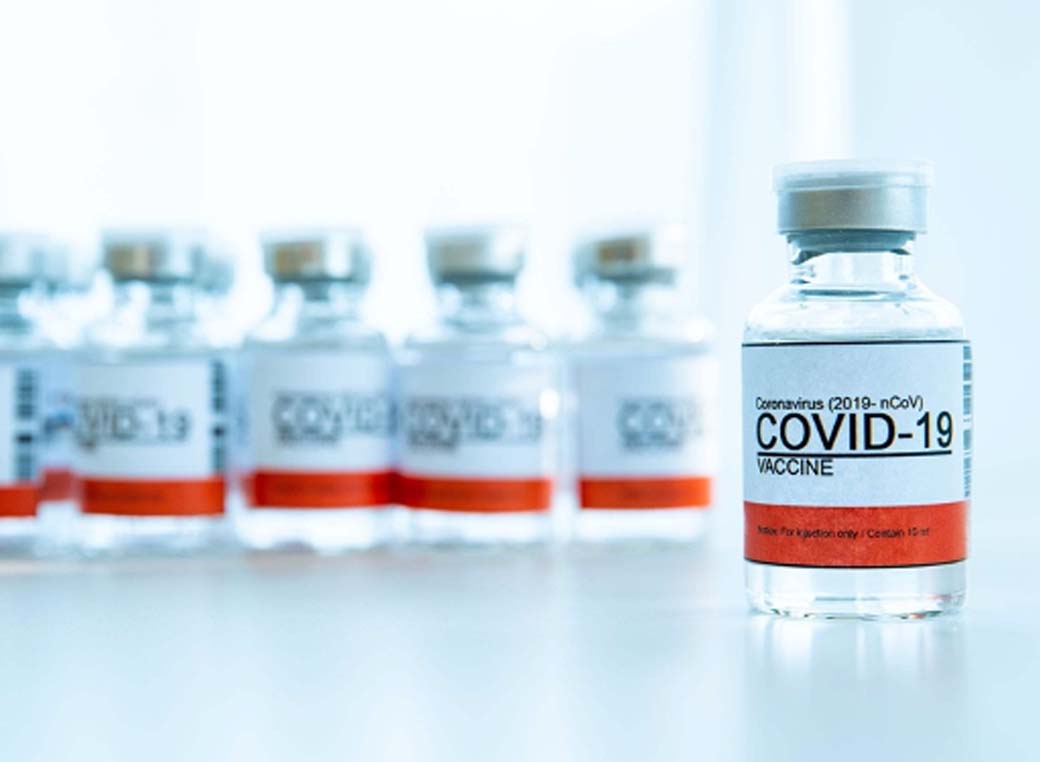 COVID-19 vaccine bottles for injection use.
